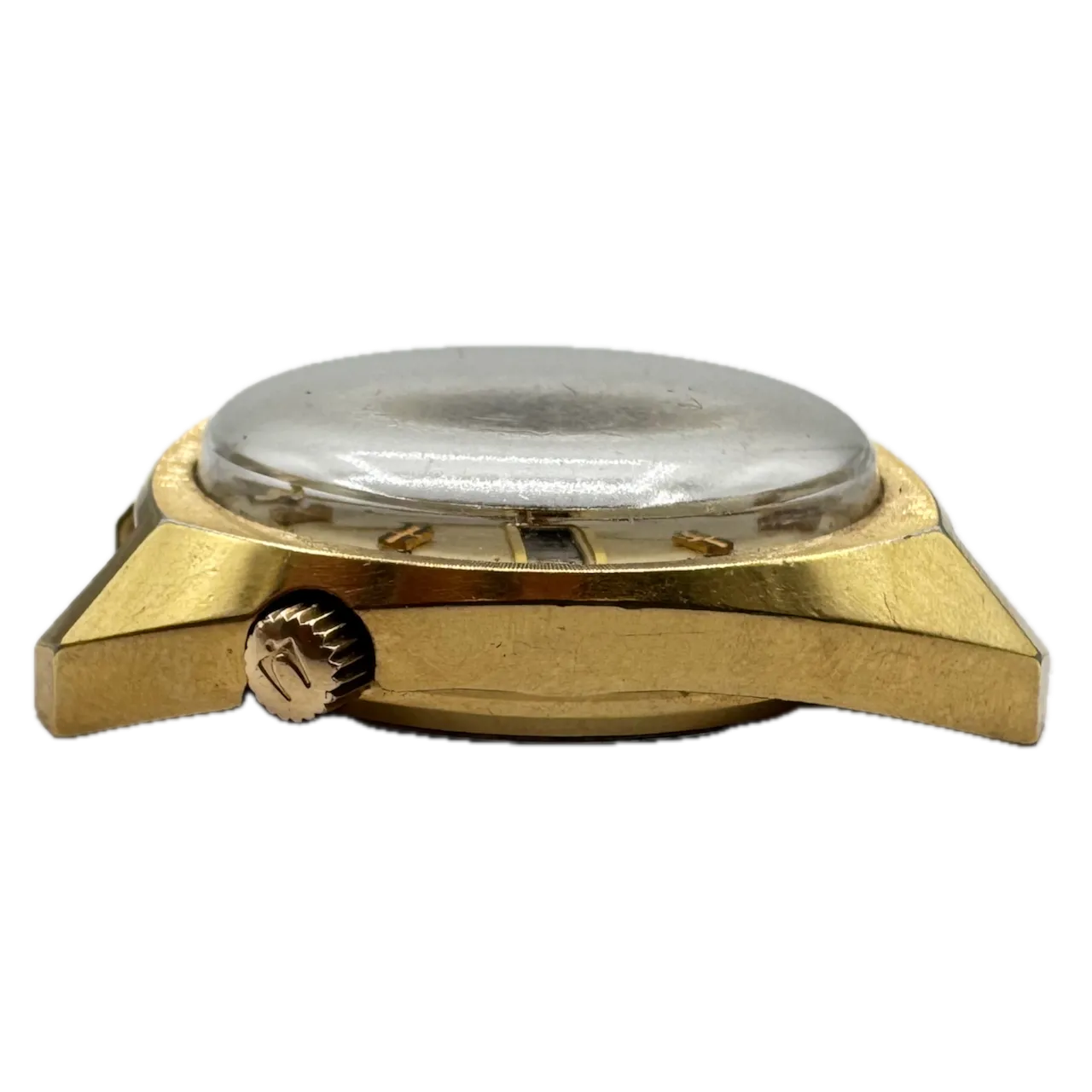 Vintage 33.5mm 1976 Accutron Day Date Champagne Men's Tuning Fork Wristwatch