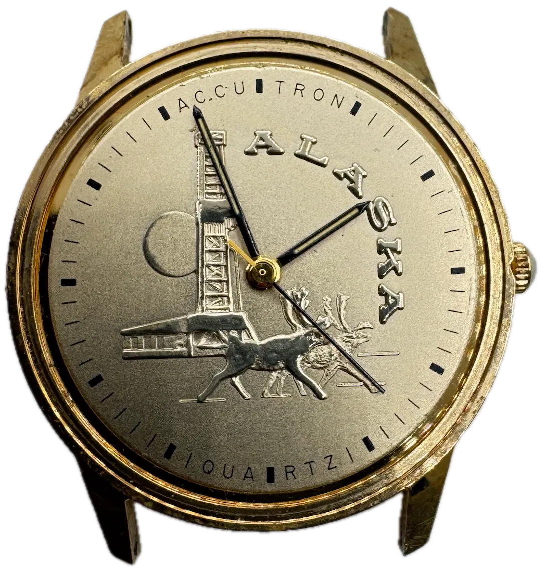 Vintage 33mm Accutron Alaska Men's Quartz Wristwatch USA 10k RGP & Gold Tone