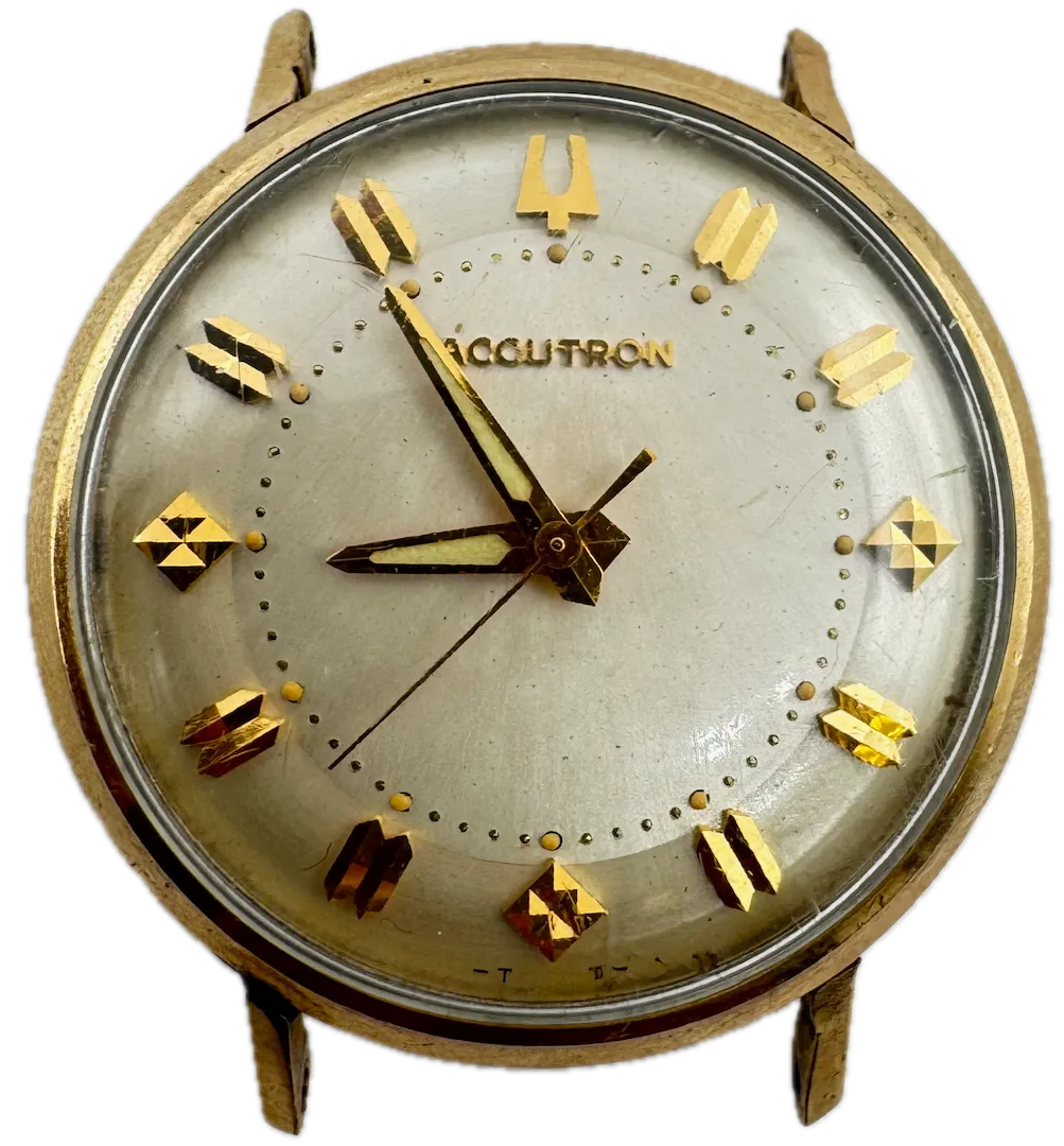 Vintage 34mm 1966 Accutron Men's Tuning Fork Wristwatch 214 USA 10k Gold Filled