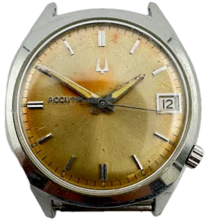 Vintage 34mm 1967 Accutron Yellow Sunburst Men's Tuning Fork Wristwatch 218 USA
