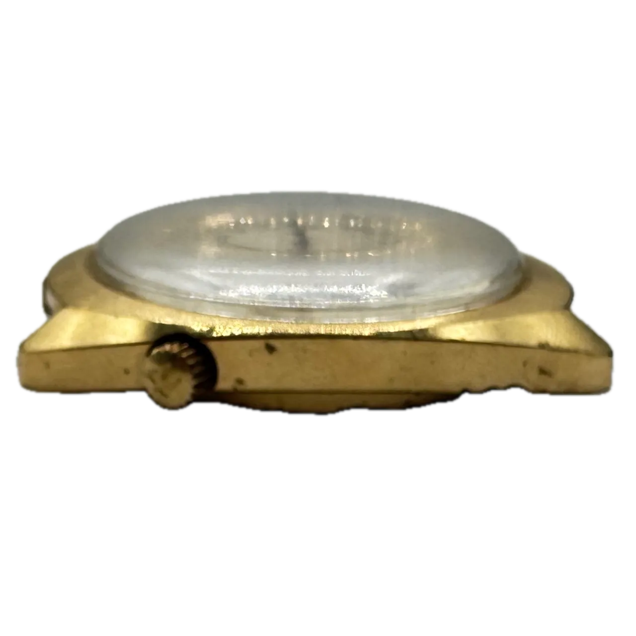 Vintage 34mm Bulova White Dial Men's Tuning Fork Wristwatch 218 USA Gold Tone