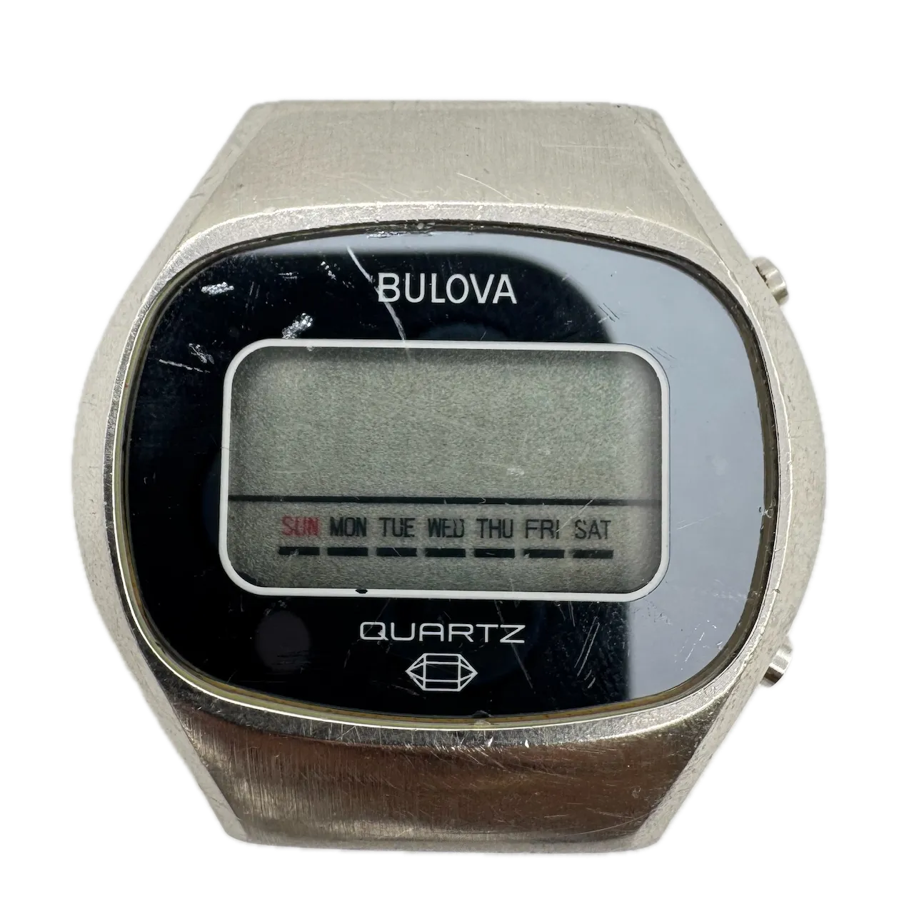 Vintage 40mm 1977 Bulova N-132 Men's Digital LCD Wristwatch Japan Steel