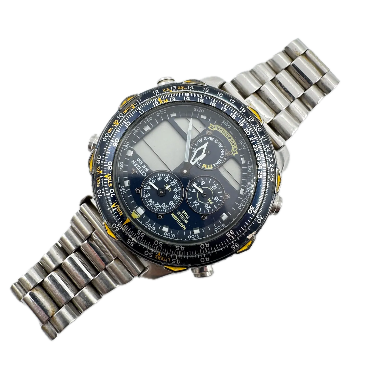 Vintage 41.5mm Citizen Navihawk Blue Angels Men's Quartz Chronograph Wristwatch