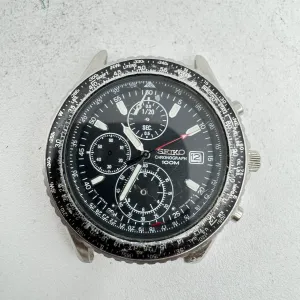 Vintage 41mm Seiko 7T92-0FC0 Flightmaster Men's Quartz Chronograph Wristwatch