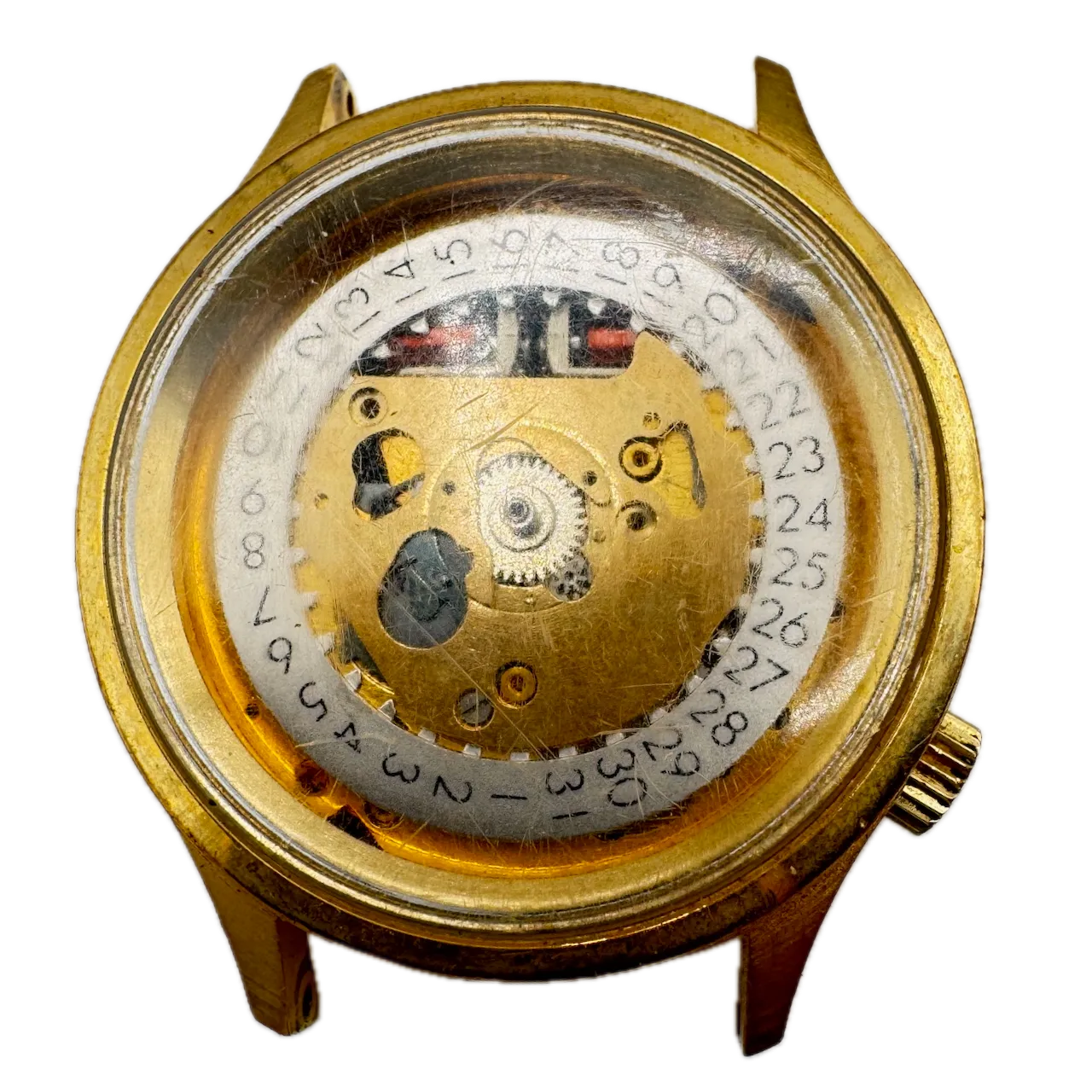 Vintage Accutron Hex Day Date Pioneer Men's Tuning Fork Wristwatch 218 Gold Tone