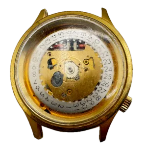Vintage Accutron Hex Day Date Pioneer Men's Tuning Fork Wristwatch 218 Gold Tone