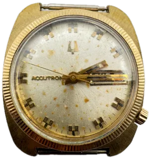 Vintage Accutron Sunburst Day date Men's Tuning Fork Wristwatch 218 Gold Tone