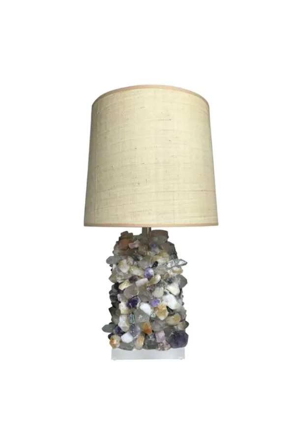 Vintage Amethyst And Rock Crystal Table Lamp