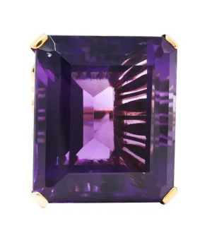 Vintage Amethyst Diamond 18 Karat Two-Tone Gold Statement Ring