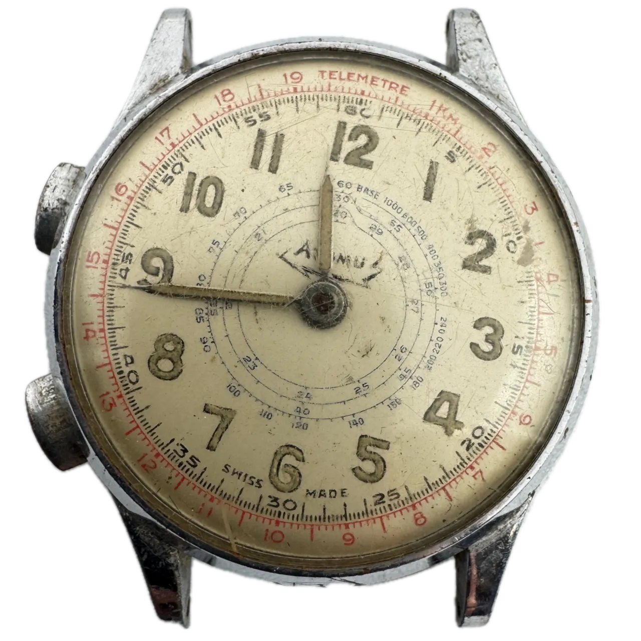 Vintage Atomu Telemetre Men's Chronograph Wristwatch 61 Swiss Chrome Plated