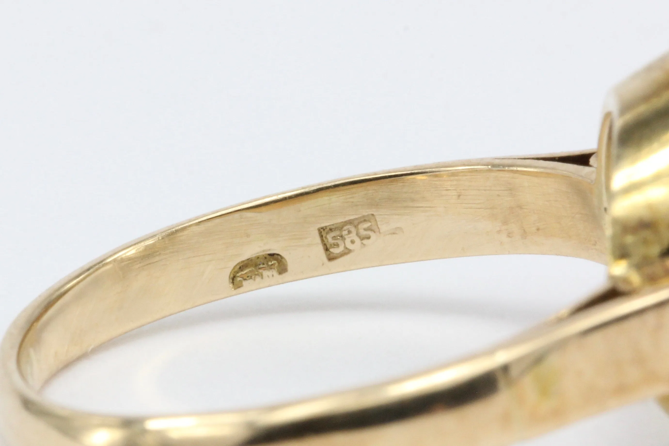 Vintage Austrian 14K Rose Gold Quartz Mixed Cut Cocktail Ring Size 6.75