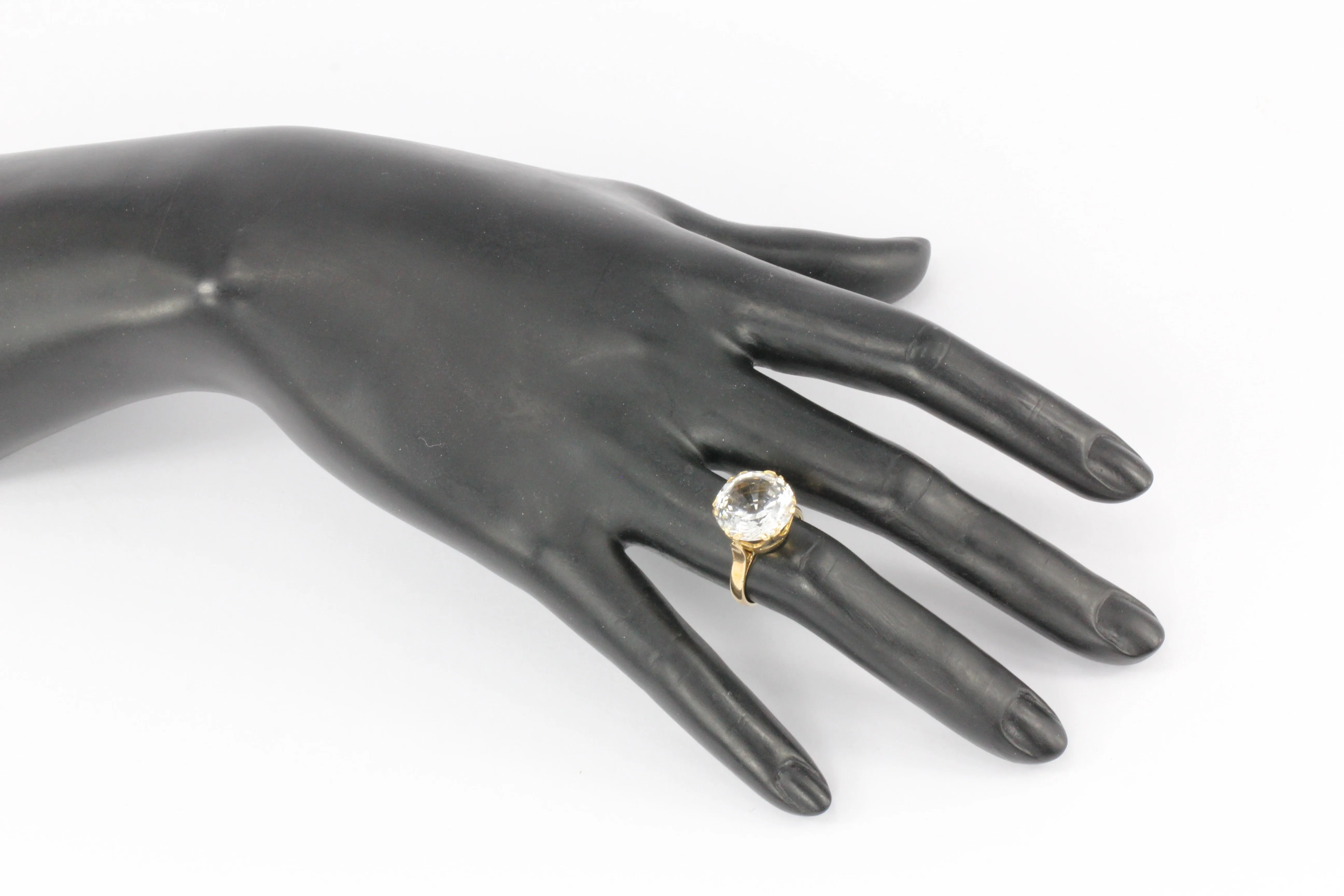 Vintage Austrian 14K Rose Gold Quartz Mixed Cut Cocktail Ring Size 6.75