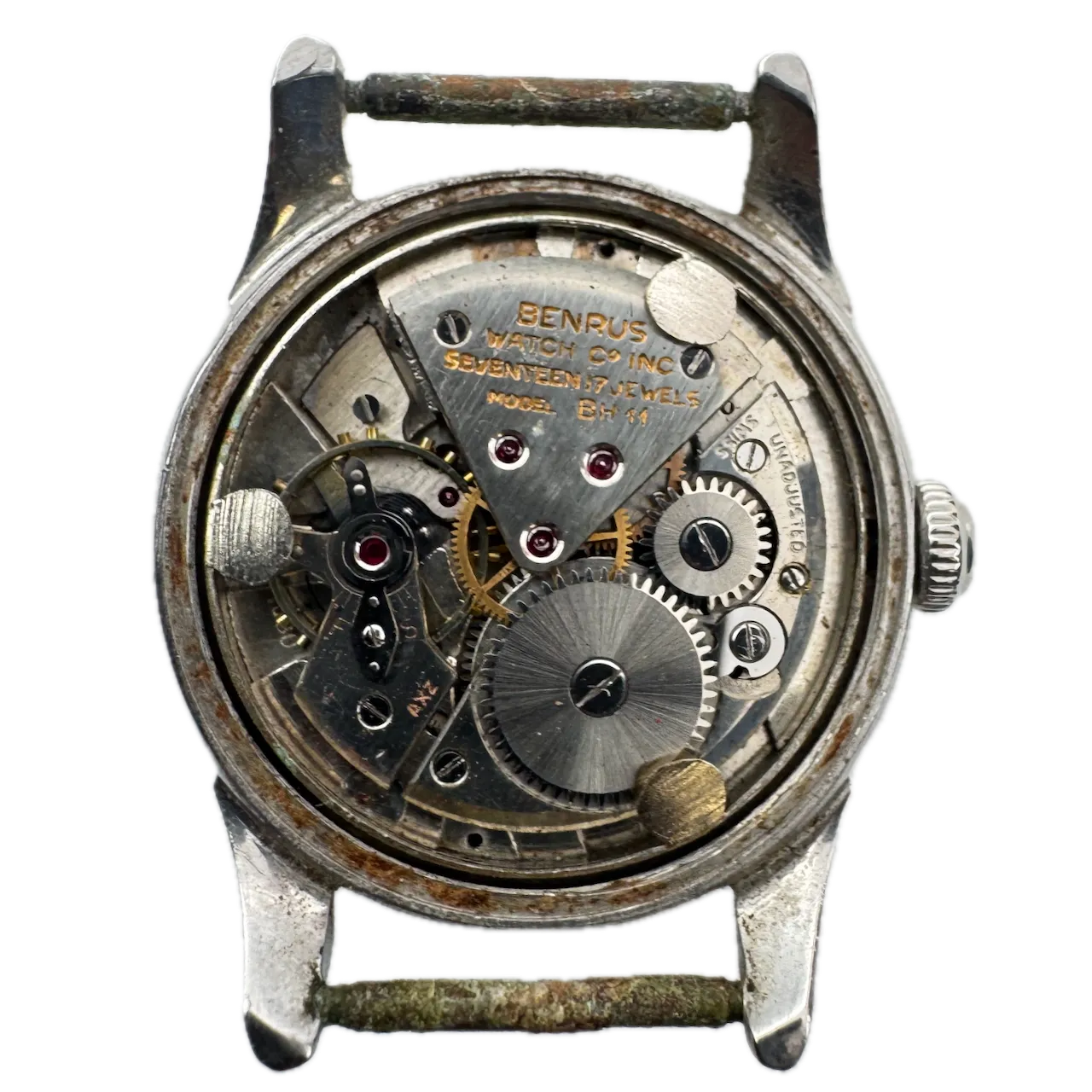 Vintage Benrus 1256 Shock Absorber Men's Mechanical Wristwatch BH11 Swiss Steel