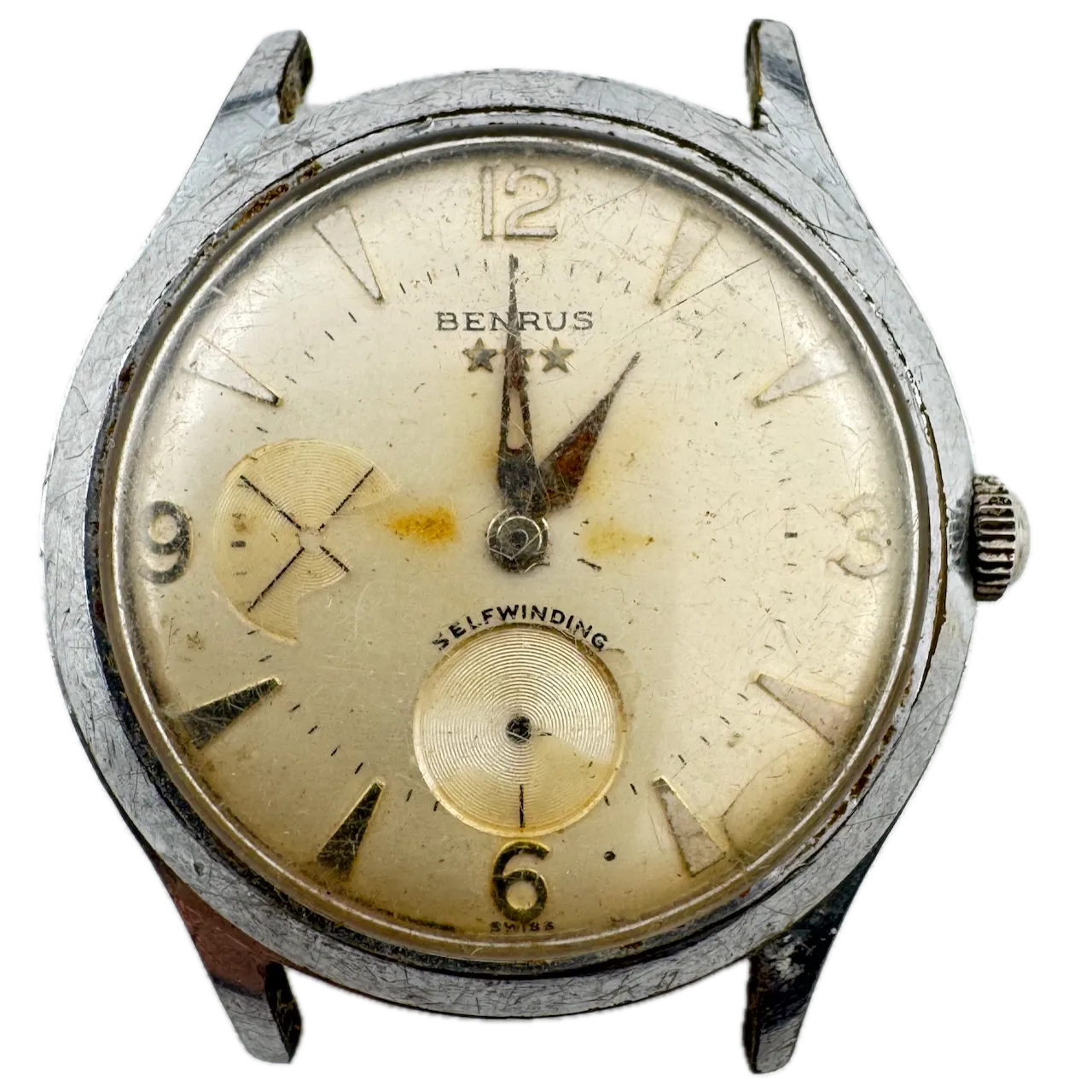 Vintage Benrus 3 Star Men's Bumper Automatic Wristwatch UT 13 Steel Incomplete