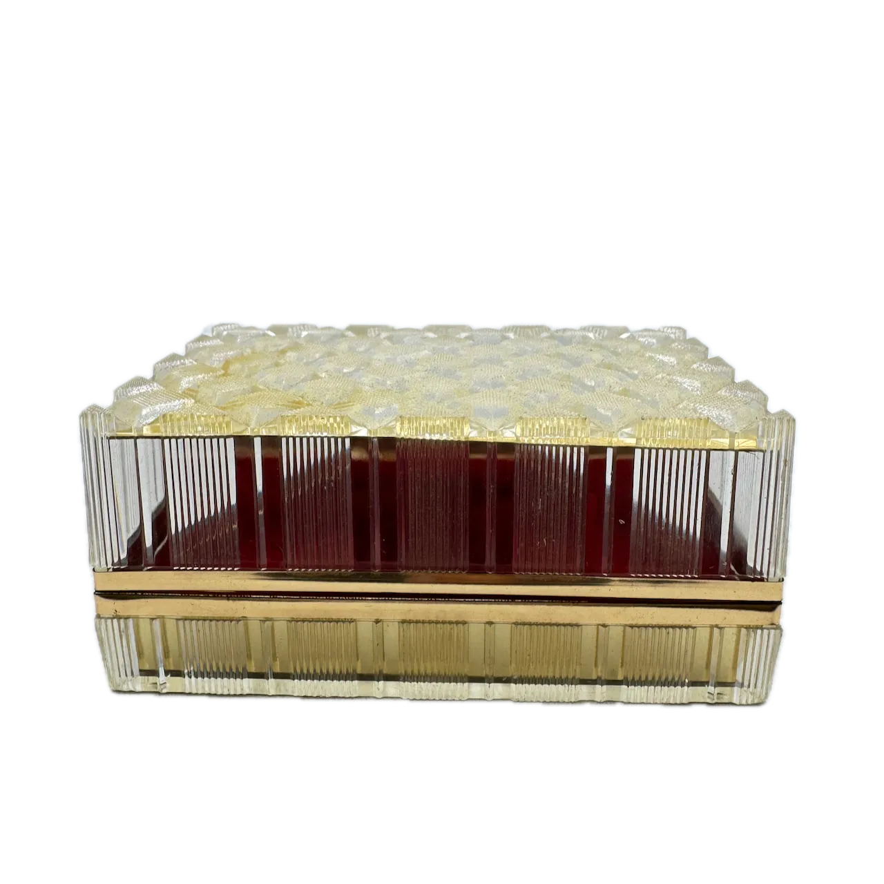 Vintage Benrus Diamond Pattern Men's Wristwatch Box USA Clear Plastic & Red Felt