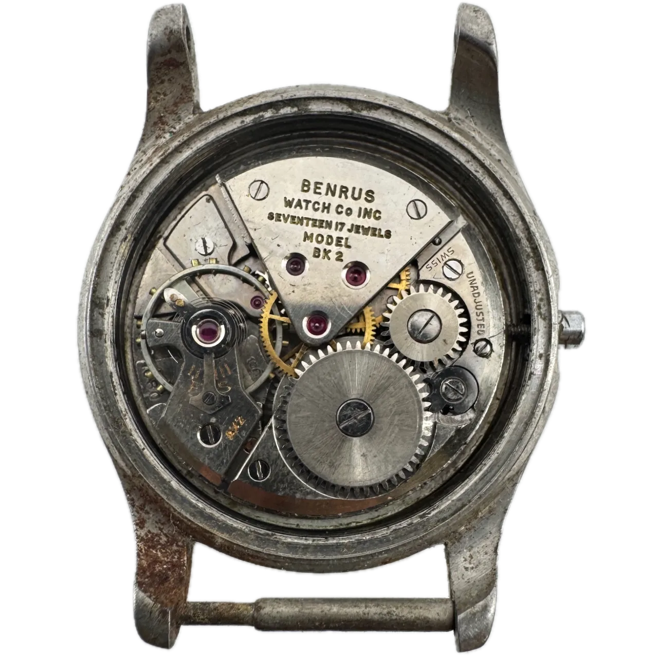Vintage Benrus Military Style Men's Mechanical Wristwatch BK 2 Swiss Steel