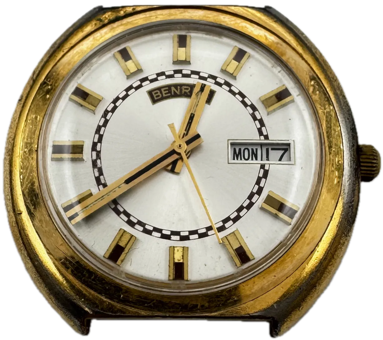 Vintage Benrus Rally Day Date Men's Mechanical Wristwatch USA Gold Tone