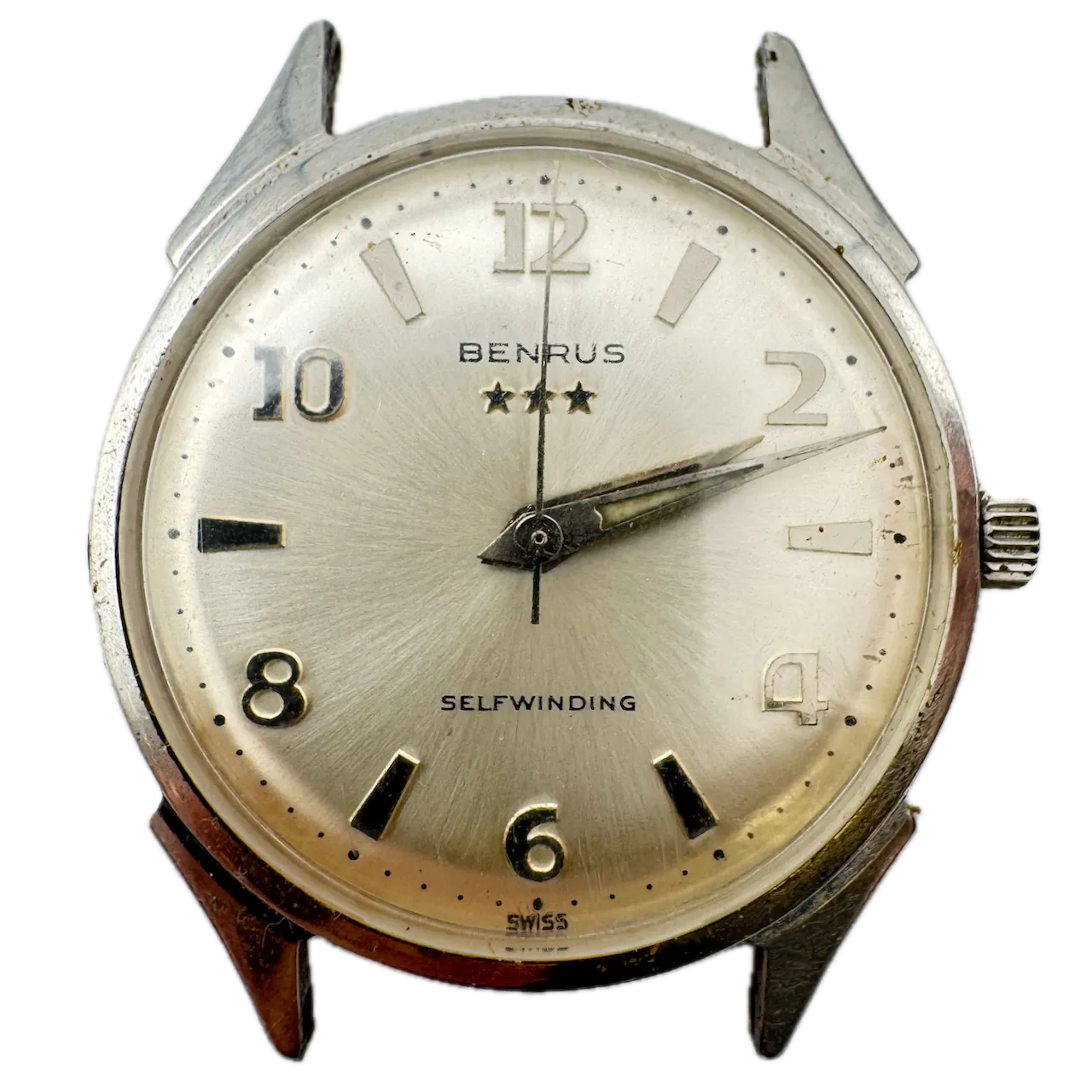 Vintage Benrus Sunburst 3 Star Men's Automatic Wristwatch CO 2D Swiss Steel