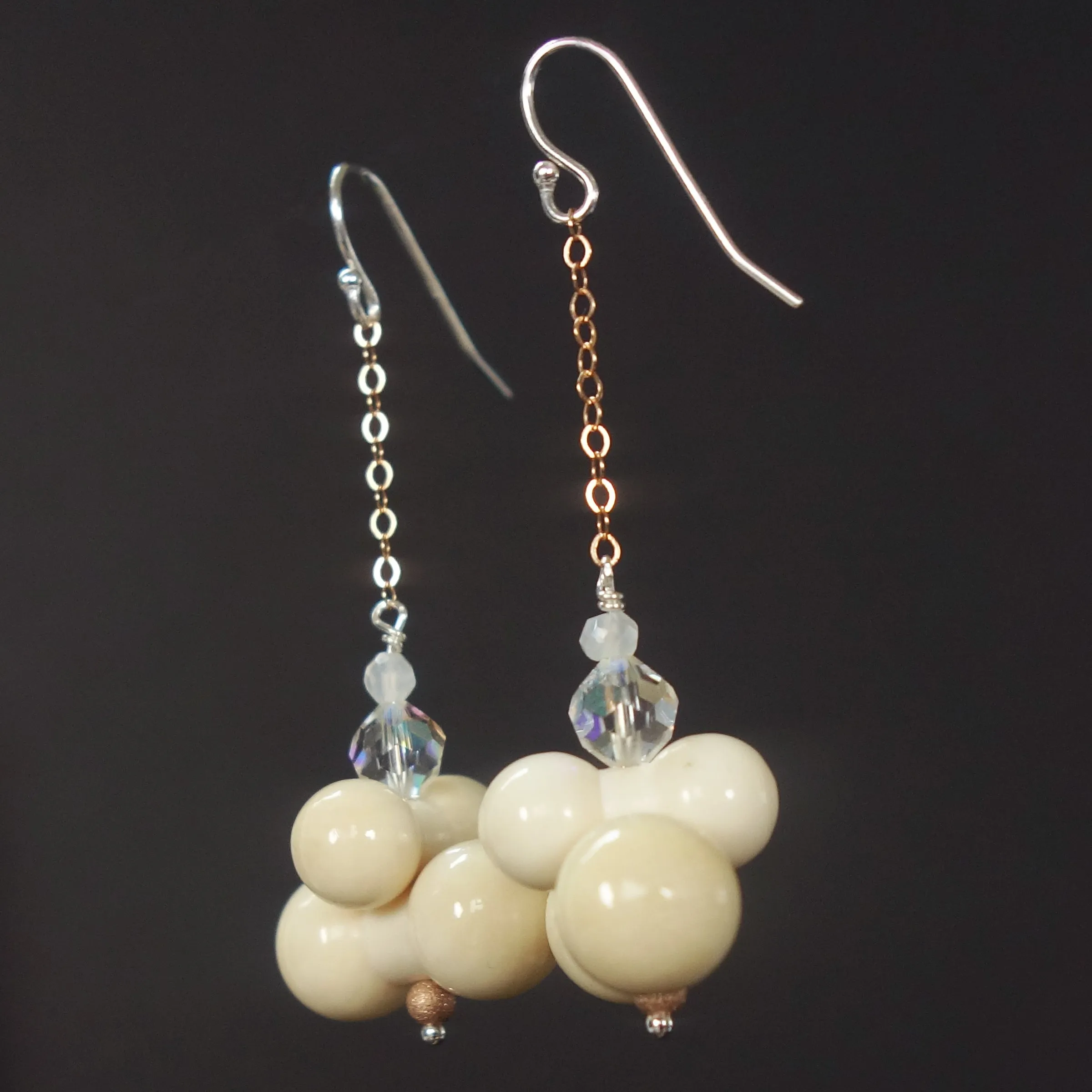 Vintage bone and crystal earrings