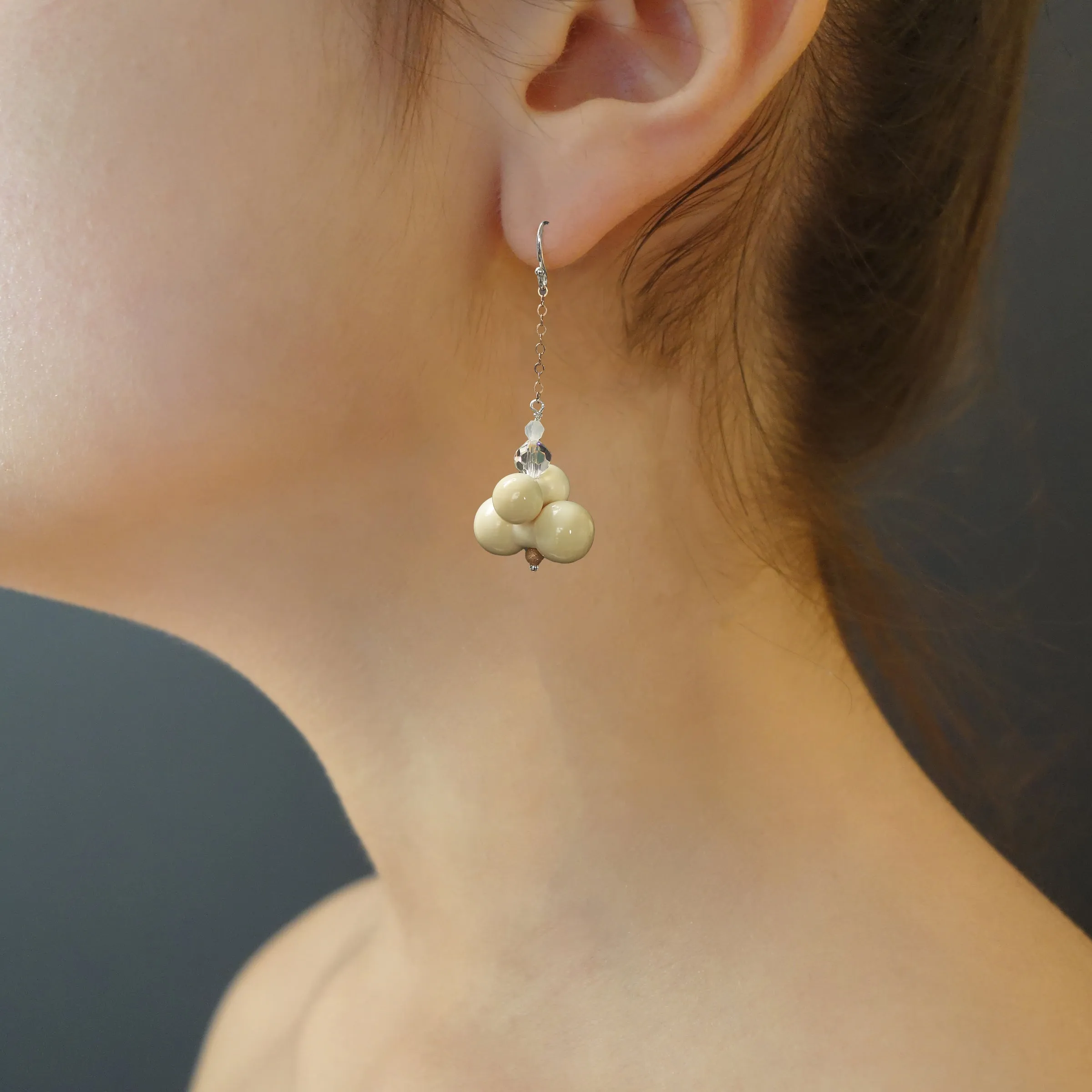 Vintage bone and crystal earrings
