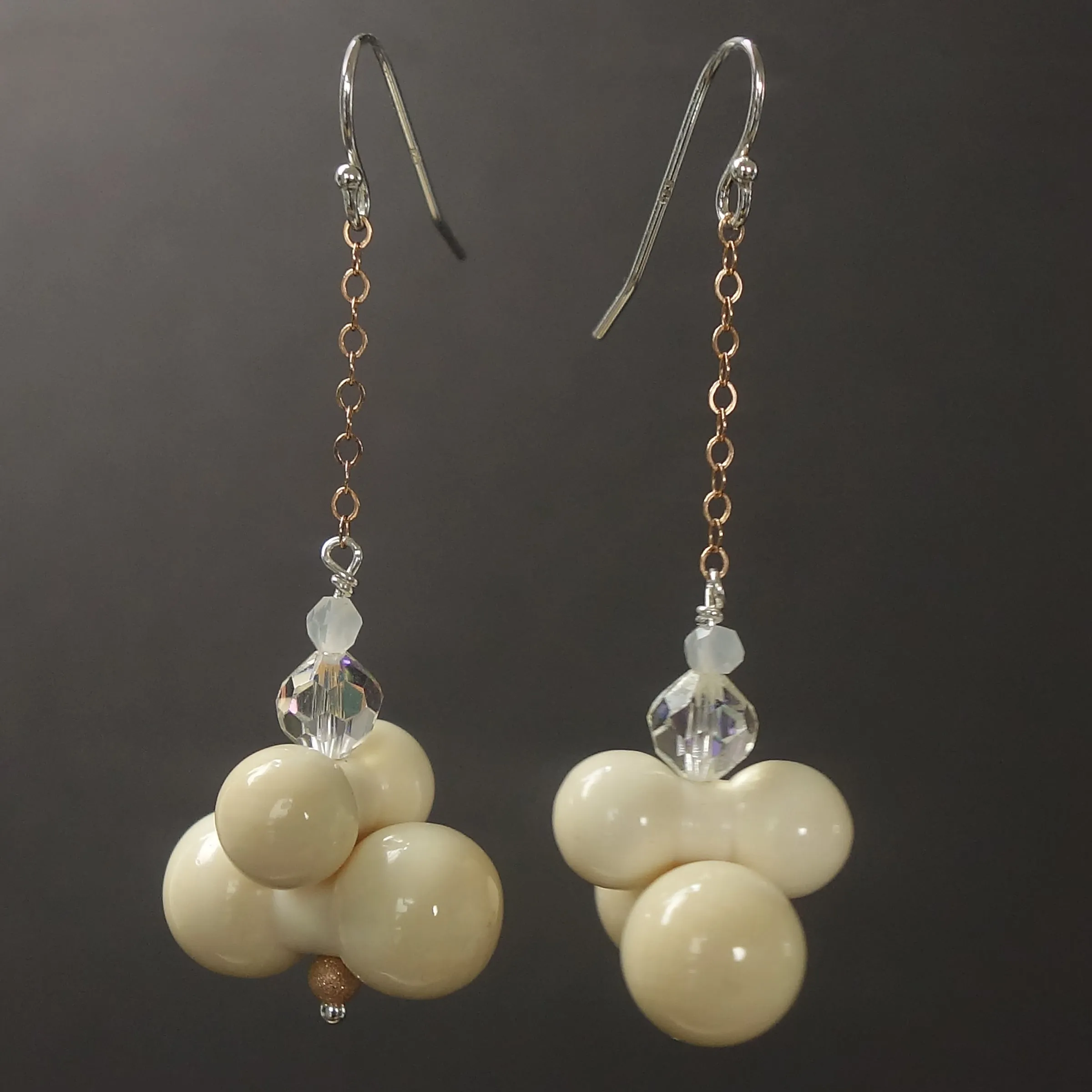 Vintage bone and crystal earrings