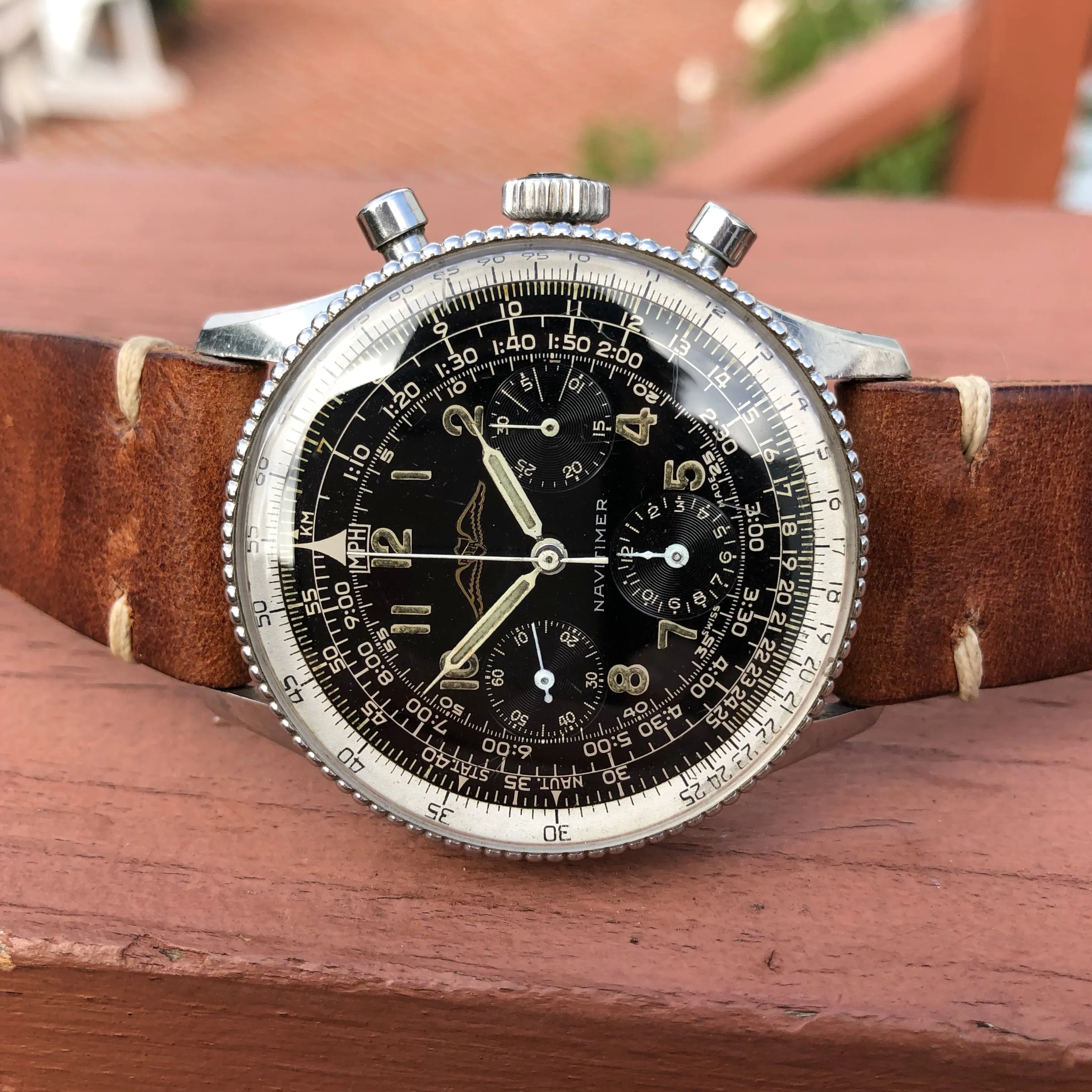 Vintage Breitling Navitimer 806 Steel Venus 178 Chronograph AOPA Wristwatch Circa 1961