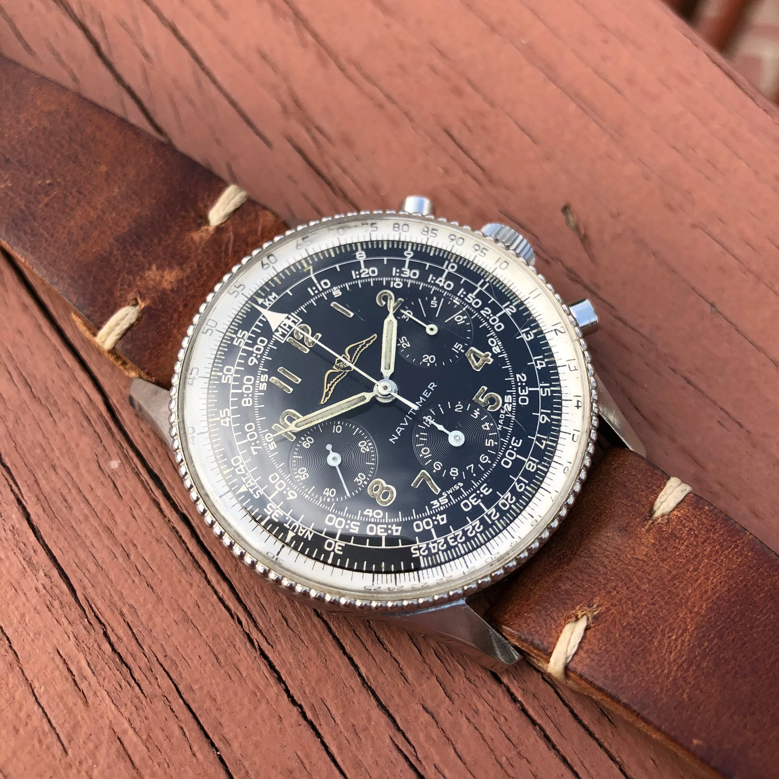 Vintage Breitling Navitimer 806 Steel Venus 178 Chronograph AOPA Wristwatch Circa 1961