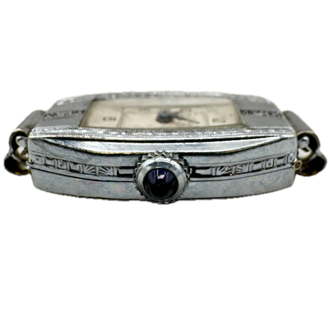 Vintage Bulova Frankenstein Art Deco Ladies Quartz Wristwatch Chrome Plated