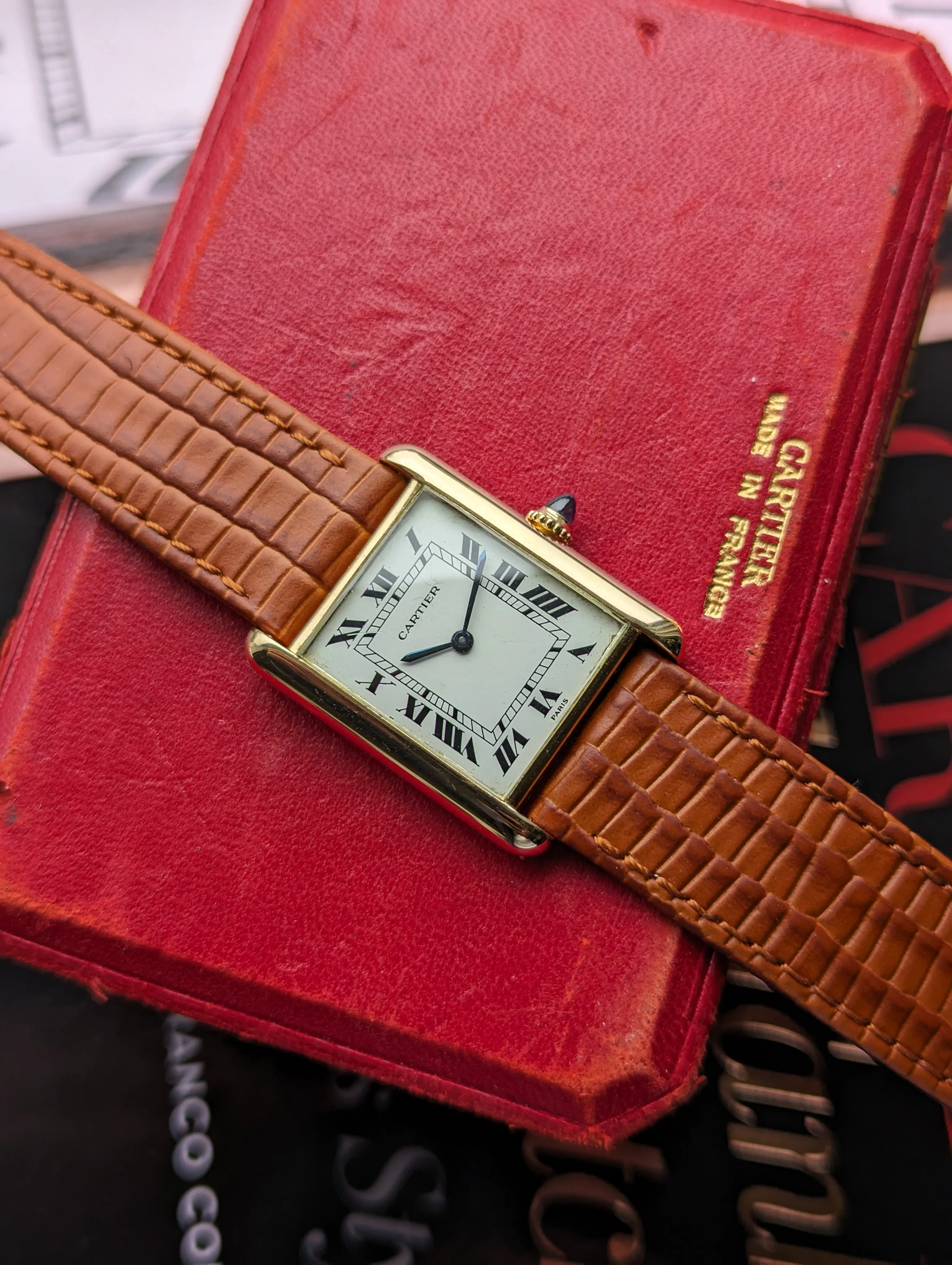 Vintage Cartier Tank Louis 78086 Paris Dial Double Owl