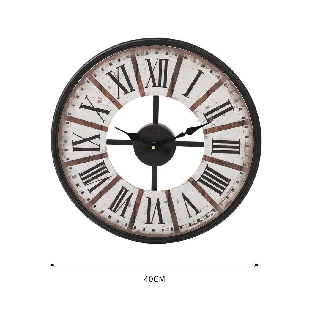 Vintage Chic Wooden Shabby Large Wall Clock Art Round Oversized Digital French