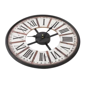 Vintage Chic Wooden Shabby Large Wall Clock Art Round Oversized Digital French