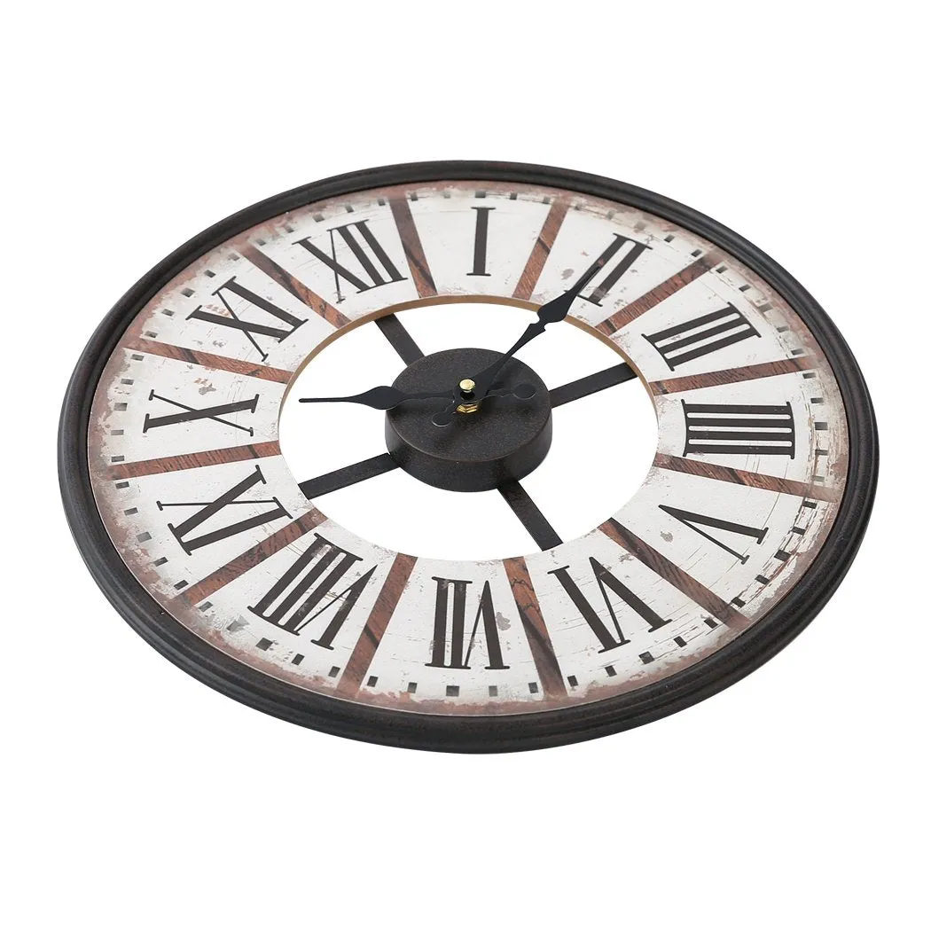 Vintage Chic Wooden Shabby Large Wall Clock Art Round Oversized Digital French