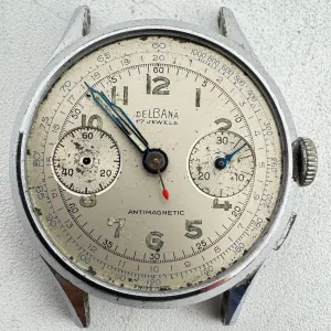 Vintage Delbana Bi-Compax Men's Chronograph Wristwatch Landeron 48 Swiss