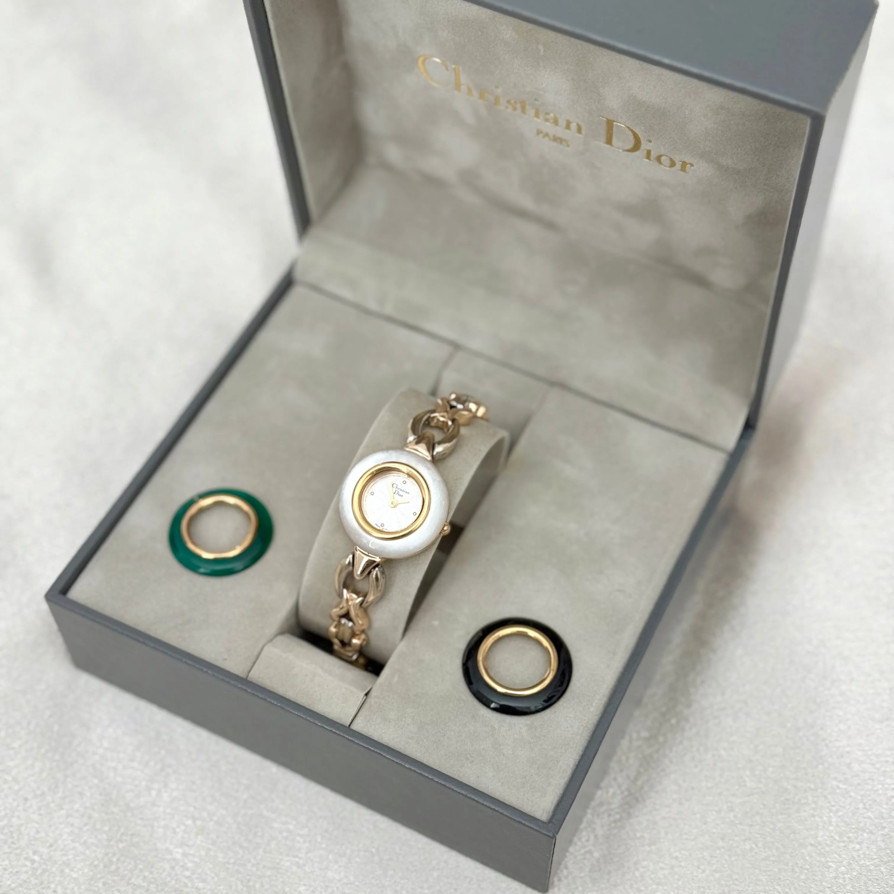 VINTAGE DIOR INTERCHANGEABLE BEZEL TWO-TONED WATCH