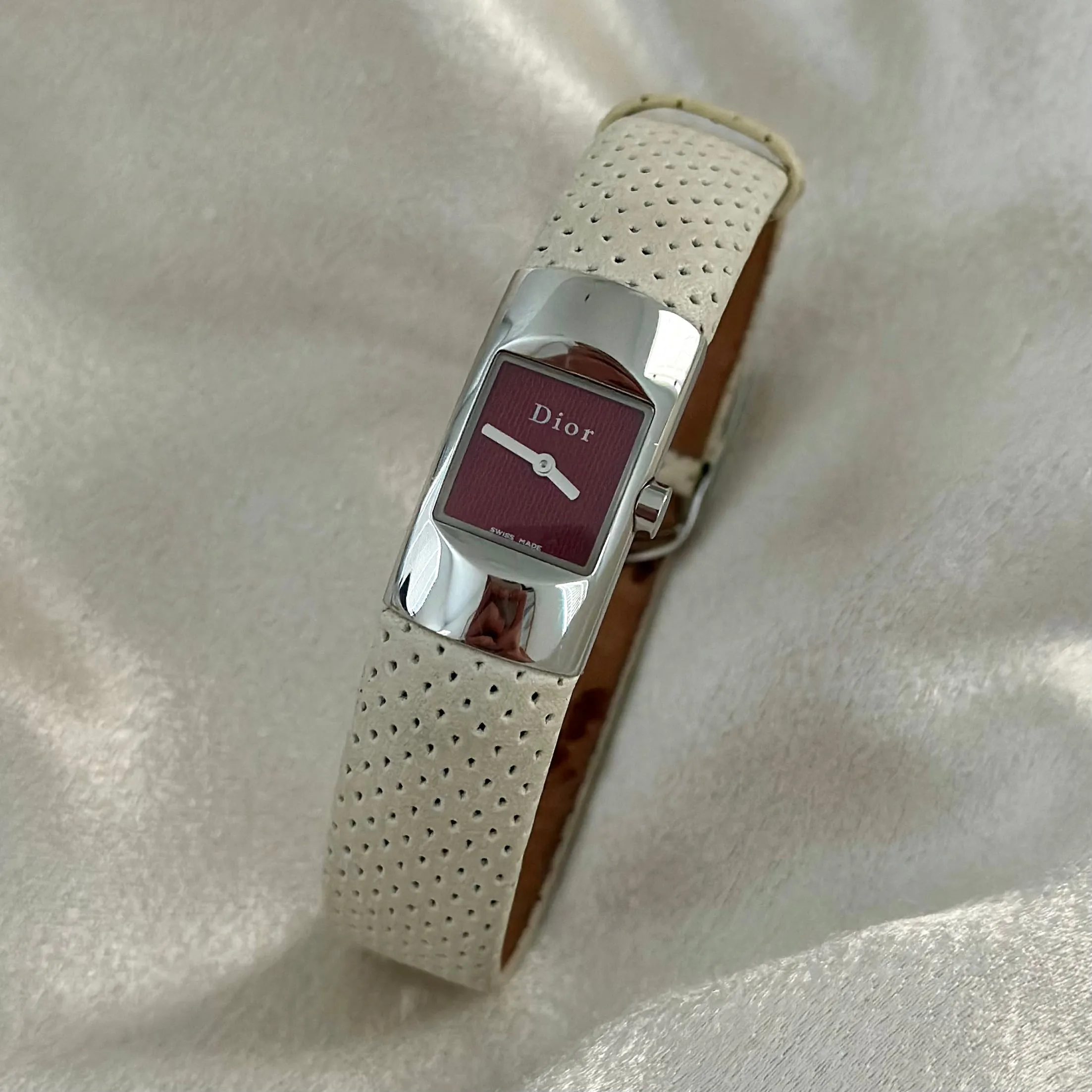VINTAGE DIOR WHITE LEATHER WATCH