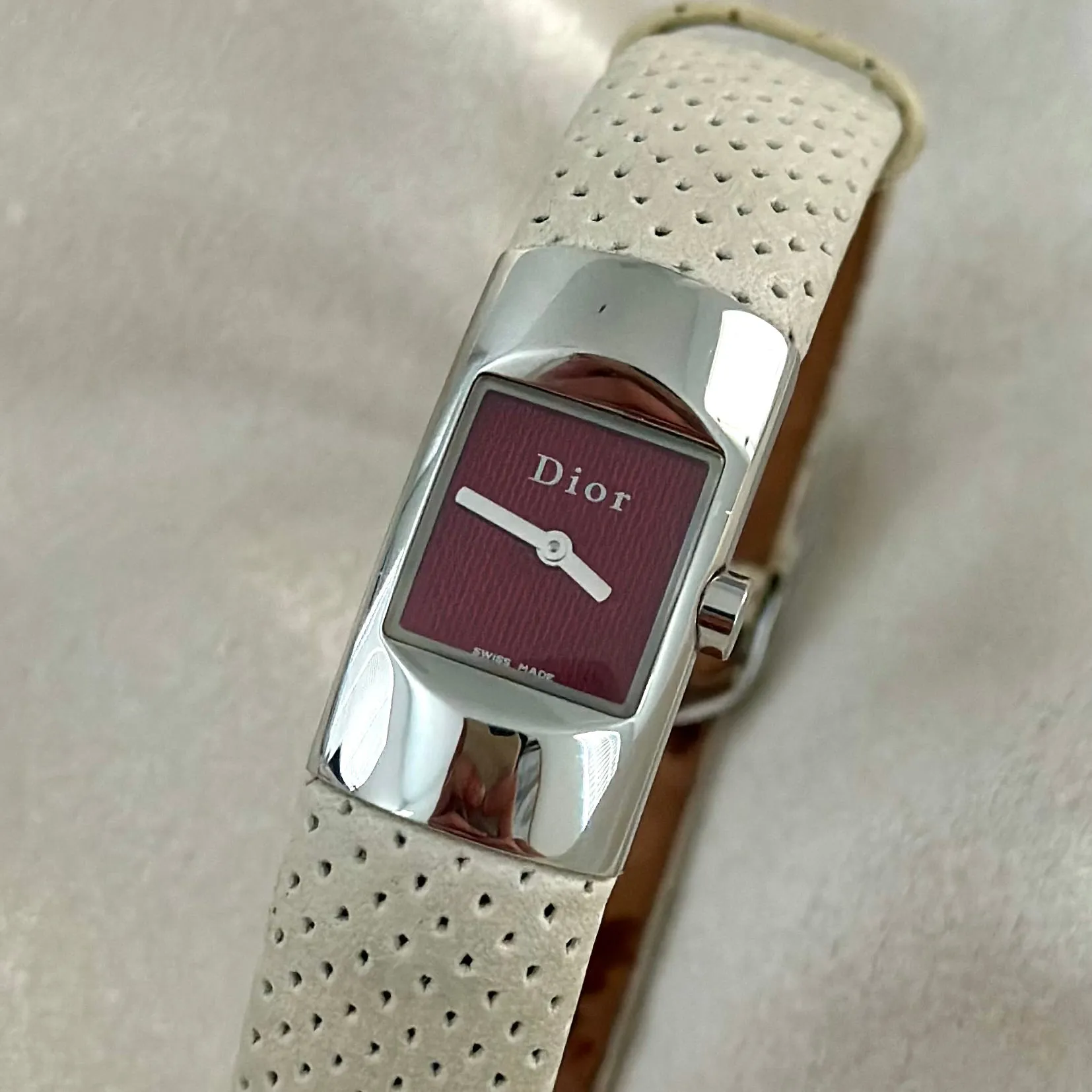 VINTAGE DIOR WHITE LEATHER WATCH