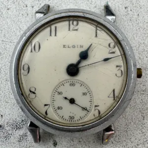 Vintage Elgin 0s Horned Lug Men's Mechanical Wristwatch 269 USA Steel