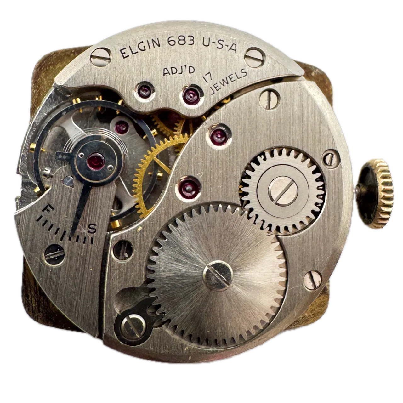 Vintage Elgin 6740 Honeycomb Men's Mechanical Wristwatch 683 USA Steel & 10k RGP