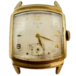 Vintage Elgin 6740 Honeycomb Men's Mechanical Wristwatch 683 USA Steel & 10k RGP