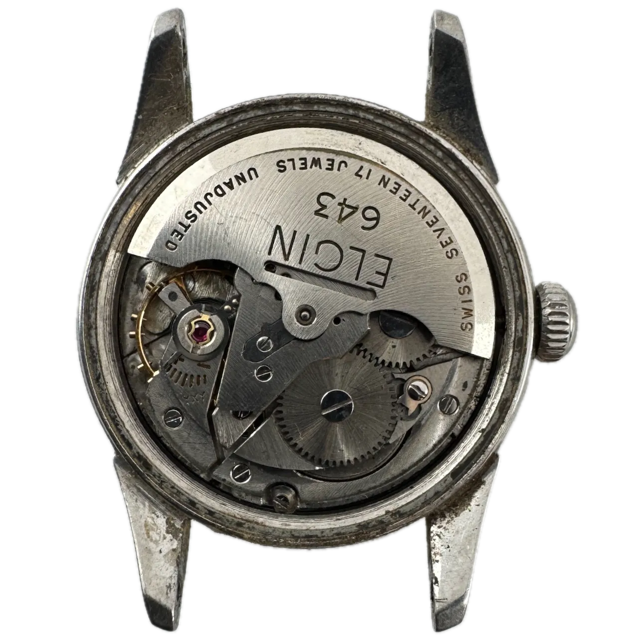 Vintage Elgin 6805 Shockmaster Black Men's Automatic Wristwatch 643 Swiss Swiss