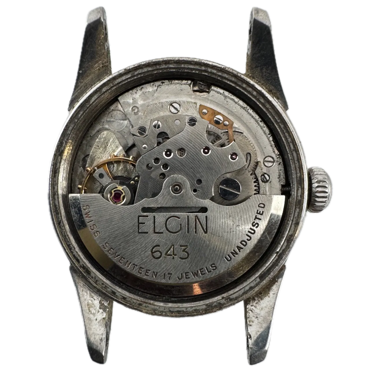 Vintage Elgin 6805 Shockmaster Black Men's Automatic Wristwatch 643 Swiss Swiss
