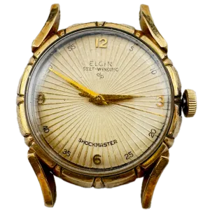 Vintage Elgin 9089 Sunburst Shockmaster Men's Mechanical Wristwatch Swiss