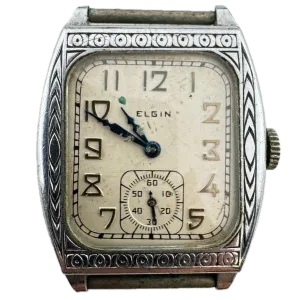 Vintage Elgin Enamel Art Deco Men's Mechanical Wristwatch 430 USA Nickel