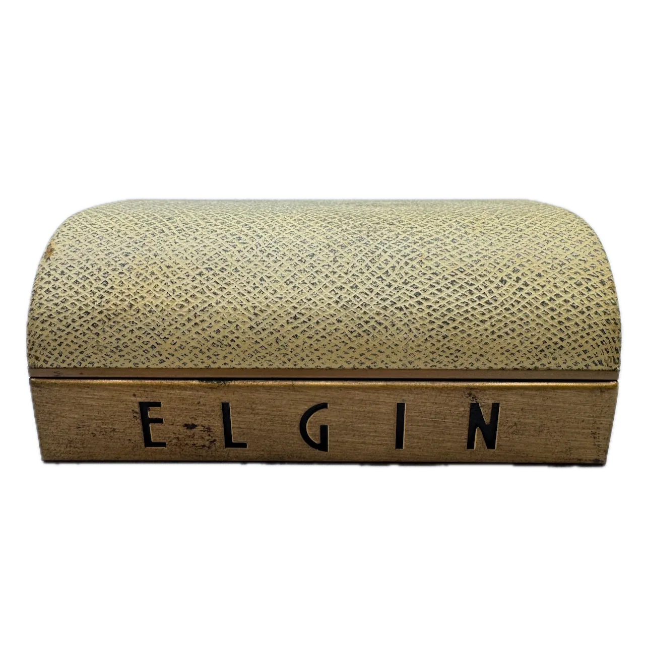 Vintage Elgin Floating Display Men's Wristwatch Box Felt, Faux Leather, & Metal