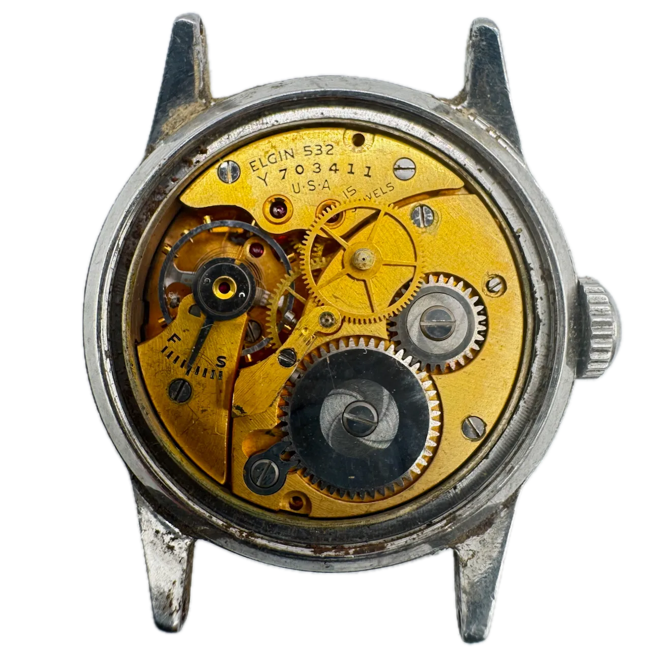 Vintage Elgin Military Style Men's Mechanical Wristwatch 532 USA Steel