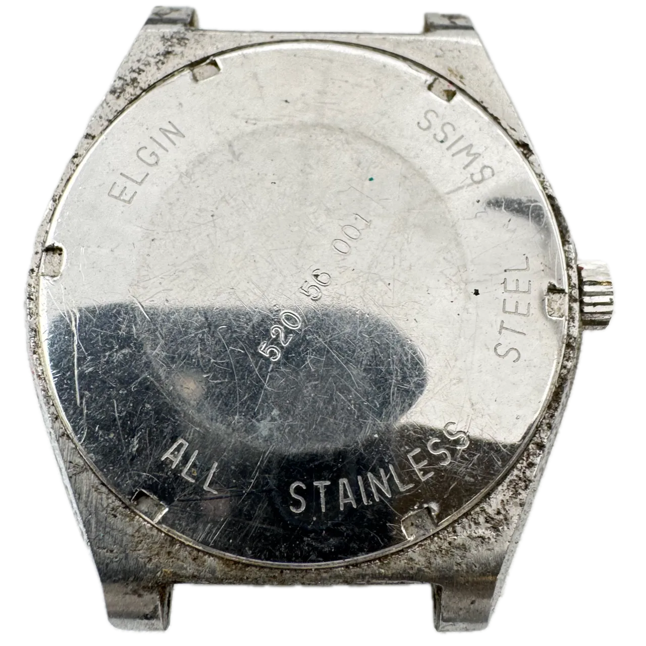 Vintage Elgin Red Sunburst Date Men's Automatic Wristwatch 333 Swiss Steel