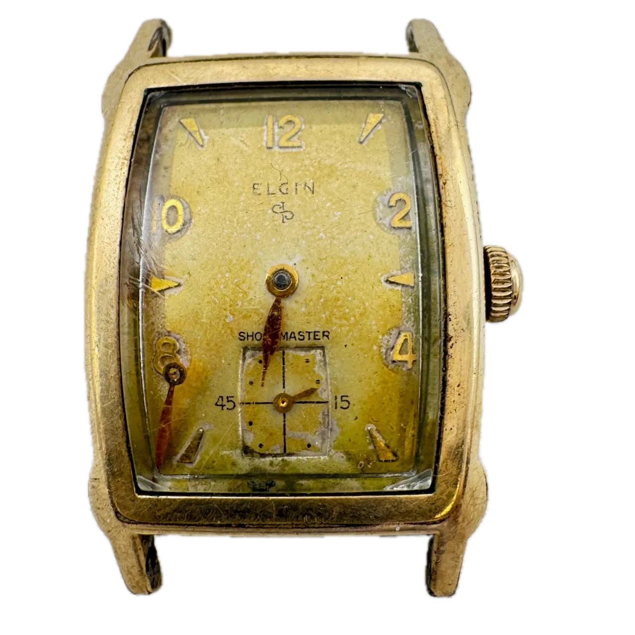 Vintage Elgin Shockmaster Men's Mechanical Wristwatch Swiss Steel & 10k RGP