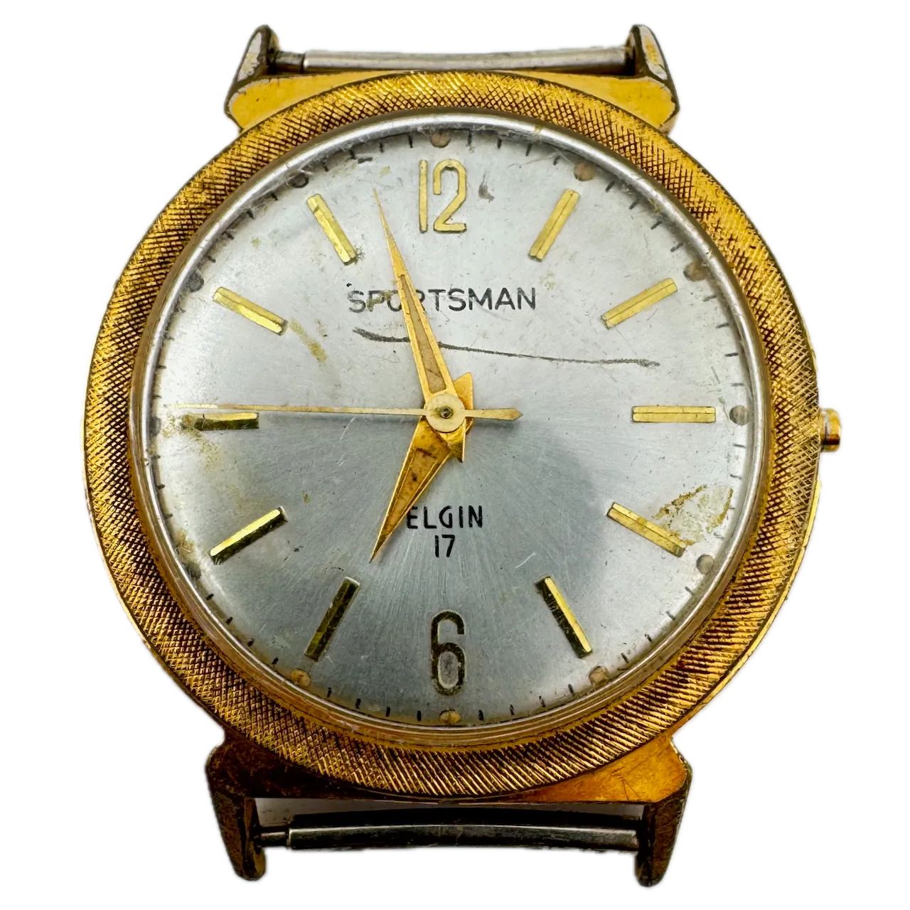 Vintage Elgin Sportsman Linen Men's Mechanical Wristwatch M 132 USA Gold Tone