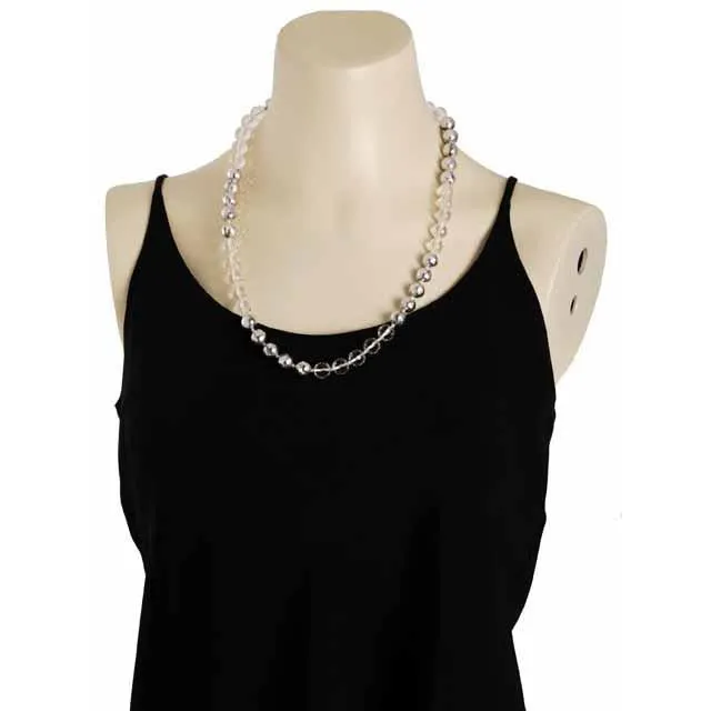 Vintage Estate Jewelry Necklace Rock Crystal/Silver Beads 1920S