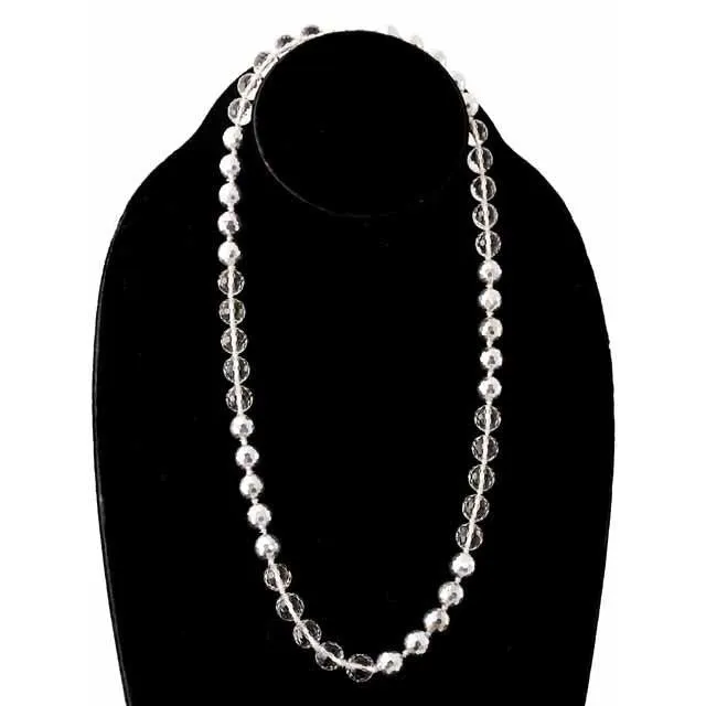 Vintage Estate Jewelry Necklace Rock Crystal/Silver Beads 1920S